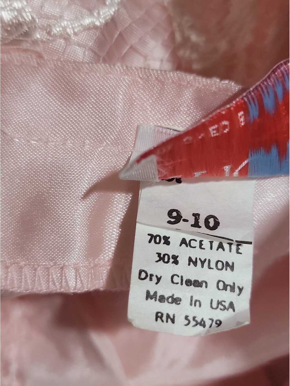 DIAMOND'S RUNS Vtg Ruched Ruffle Satin/lace 9-10 Dress Victorian Pink #04 - Picture 14 of 15